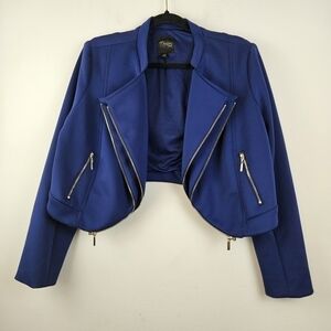 Thalia Sodi Royal blue cropped moto Jacket Size Large